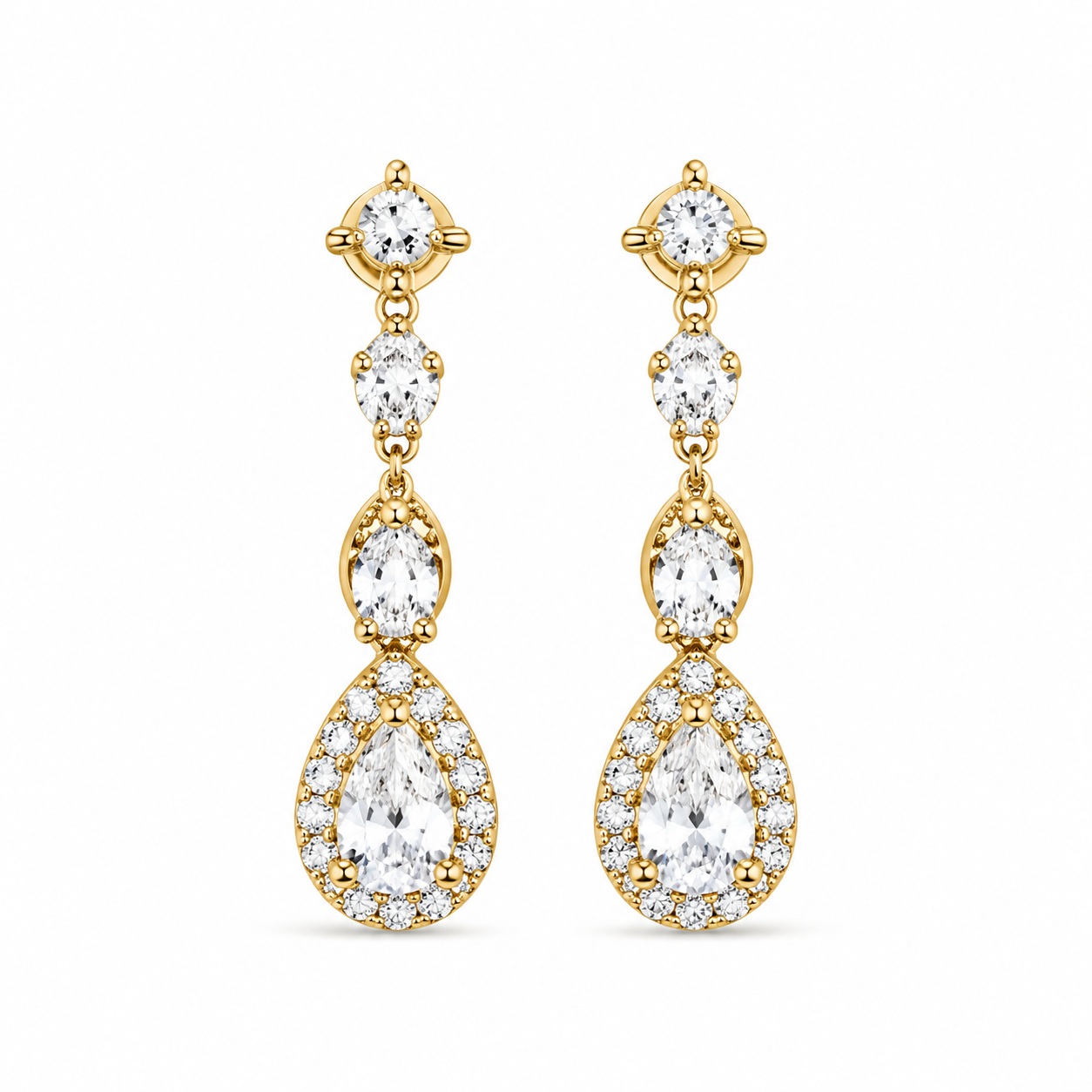 EARRINGS Rosette SENZIO Collection Yellow Gold K9 with Zircon Stones 3KOR.E5748 - 