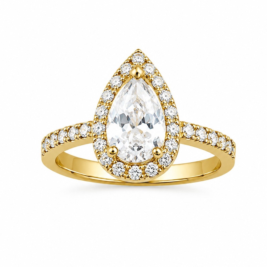 RING Rosette SENZIO Collection in K9 Yellow Gold With Zircon Stones 3KOR.RI5748 - 