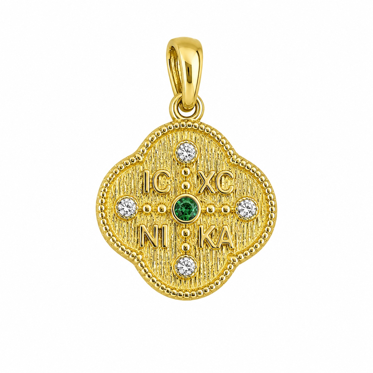 PENDANT Double Sided Constantinato SENZIO Collection from K9 Yellow Gold with Zircon Stones 3LAV.D597P - 