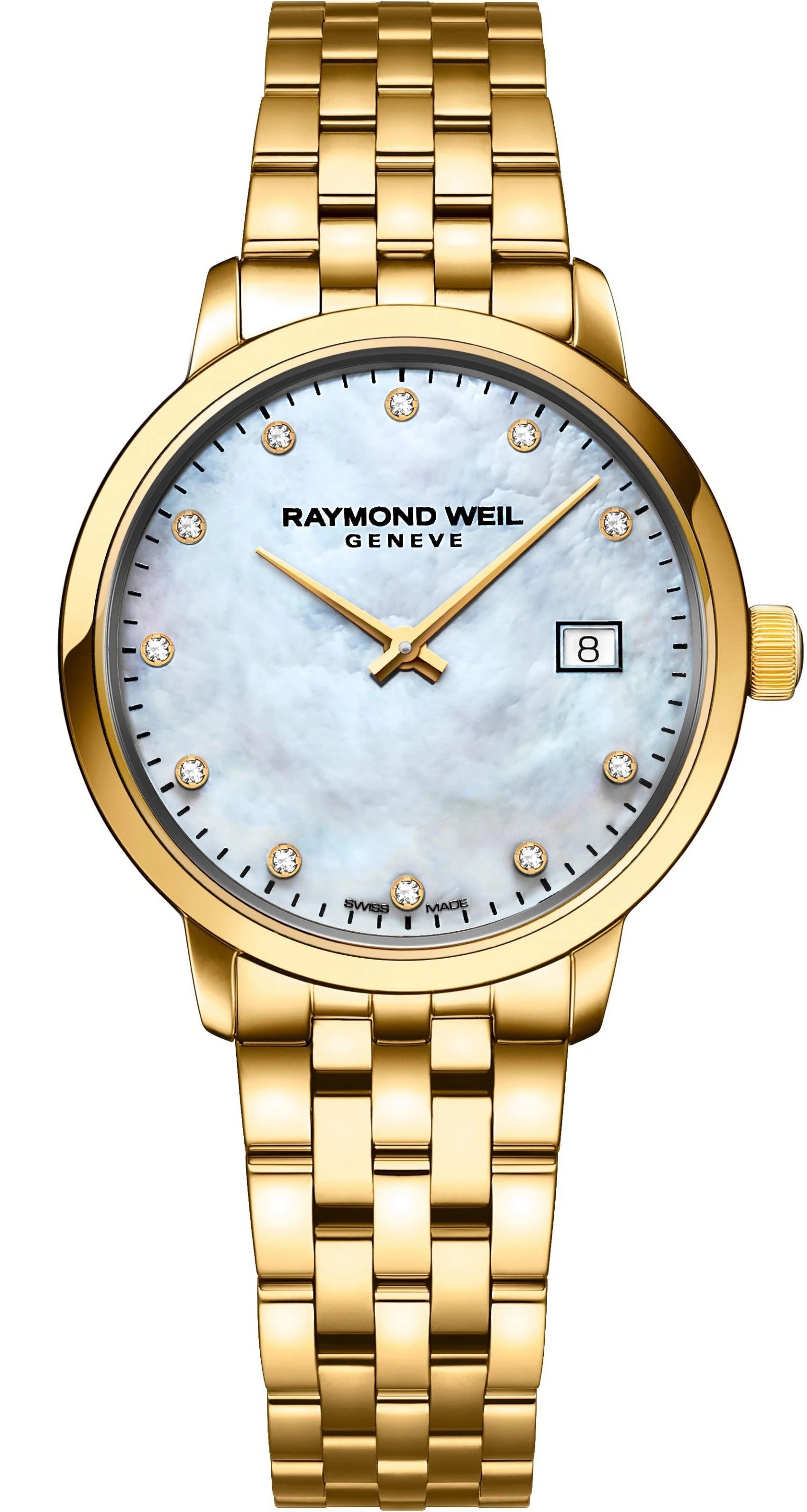 RAYMOND WEIL Toccata Diamonds White Pearl Dial 29mm Gold Stainless Steel Bracelet 5985-P-97081 - 