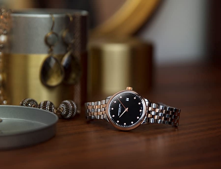 RAYMOND WEIL Toccata Black Dial with Diamonds 29mm Two Tone Rose Gold Stainless Steel Bracelet 5985-SP5-20081 - 7