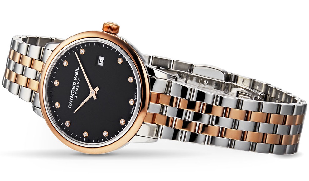RAYMOND WEIL Toccata Black Dial with Diamonds 29mm Two Tone Rose Gold Stainless Steel Bracelet 5985-SP5-20081 - 5