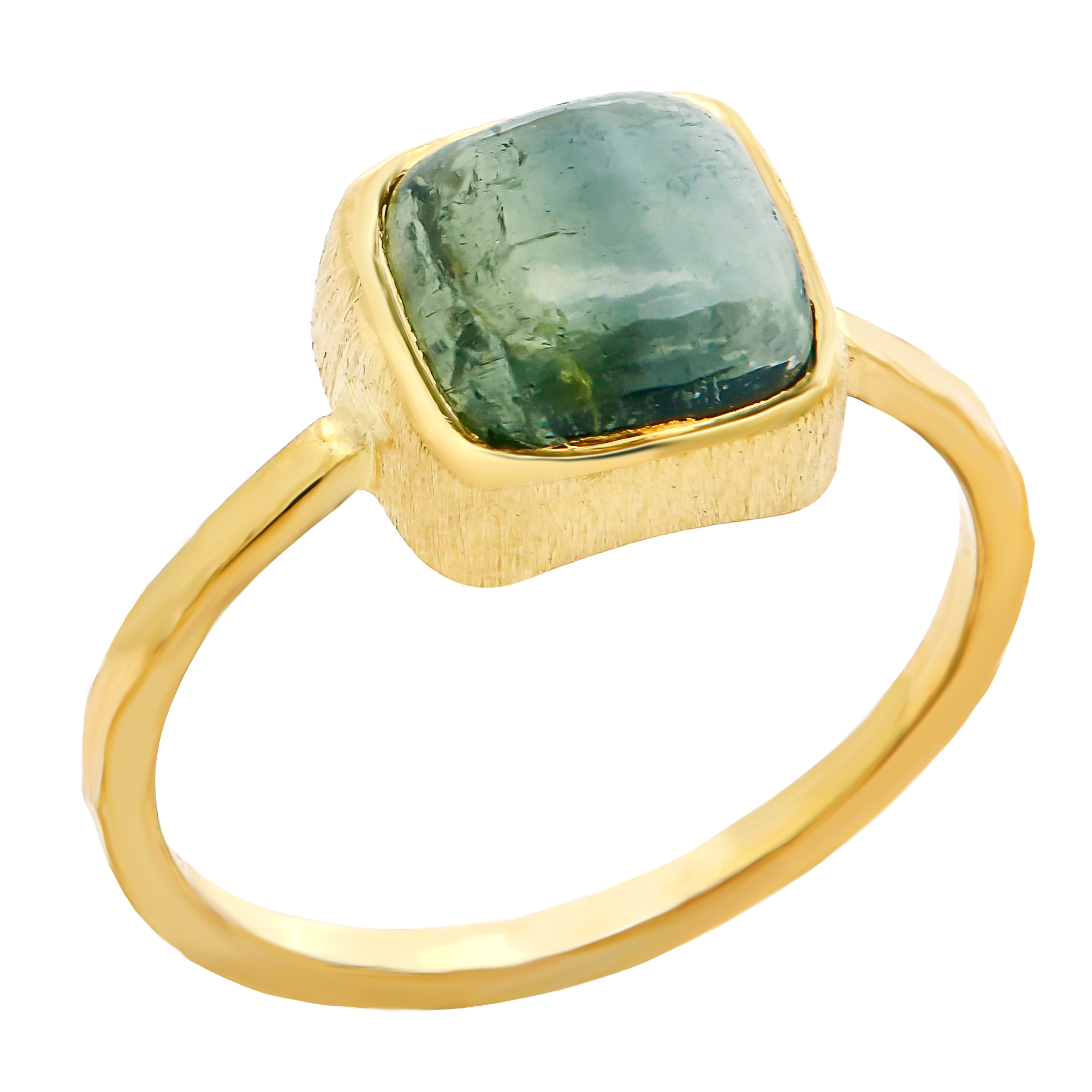 RING Handmade Solitaire Di Natura SENZIO Collection K14 Yellow Gold with Tourmaline 5CR.005GR - 
