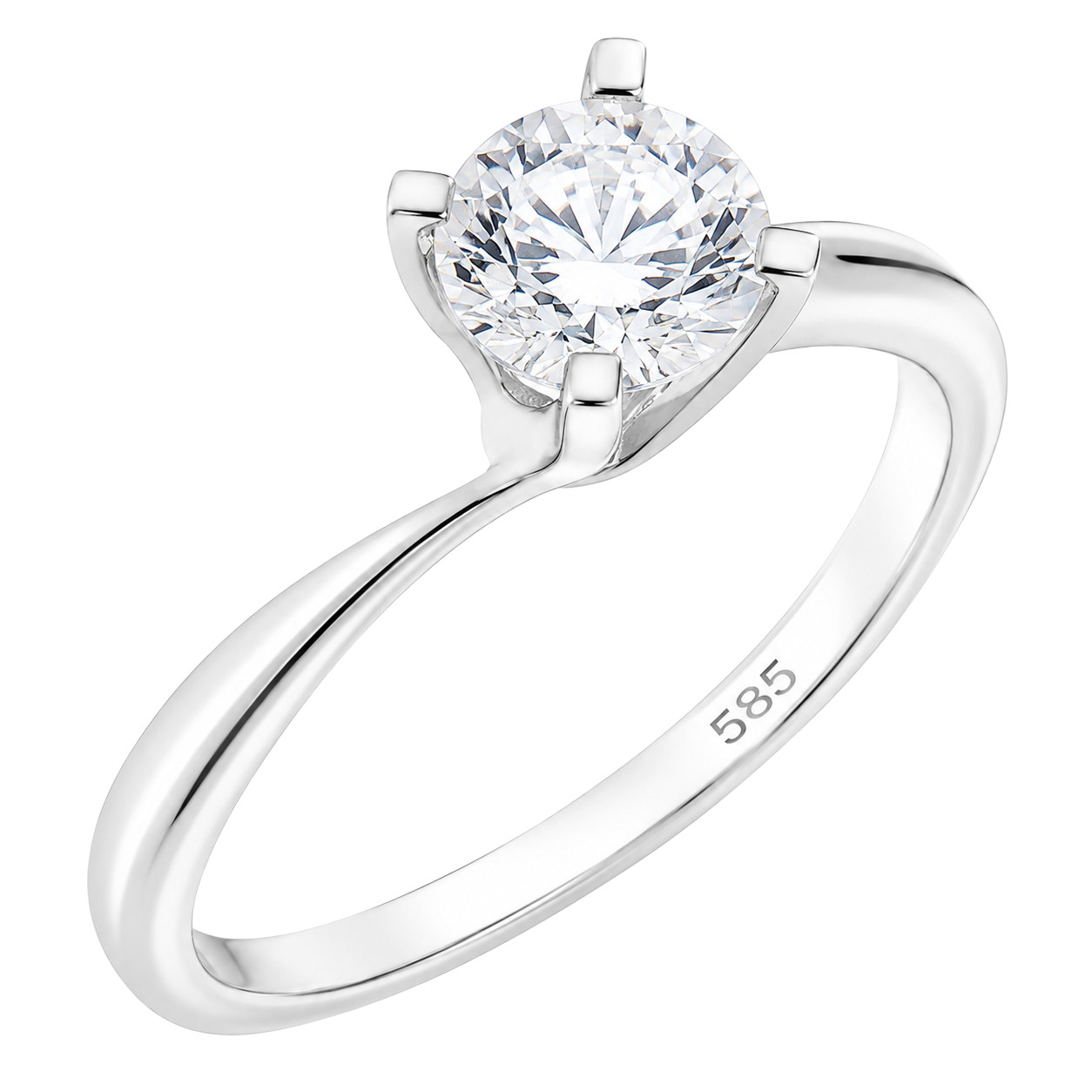 RING Solitaire SENZIO Collection K14 White Gold with Zircon Stone 5FAV.331BR - 