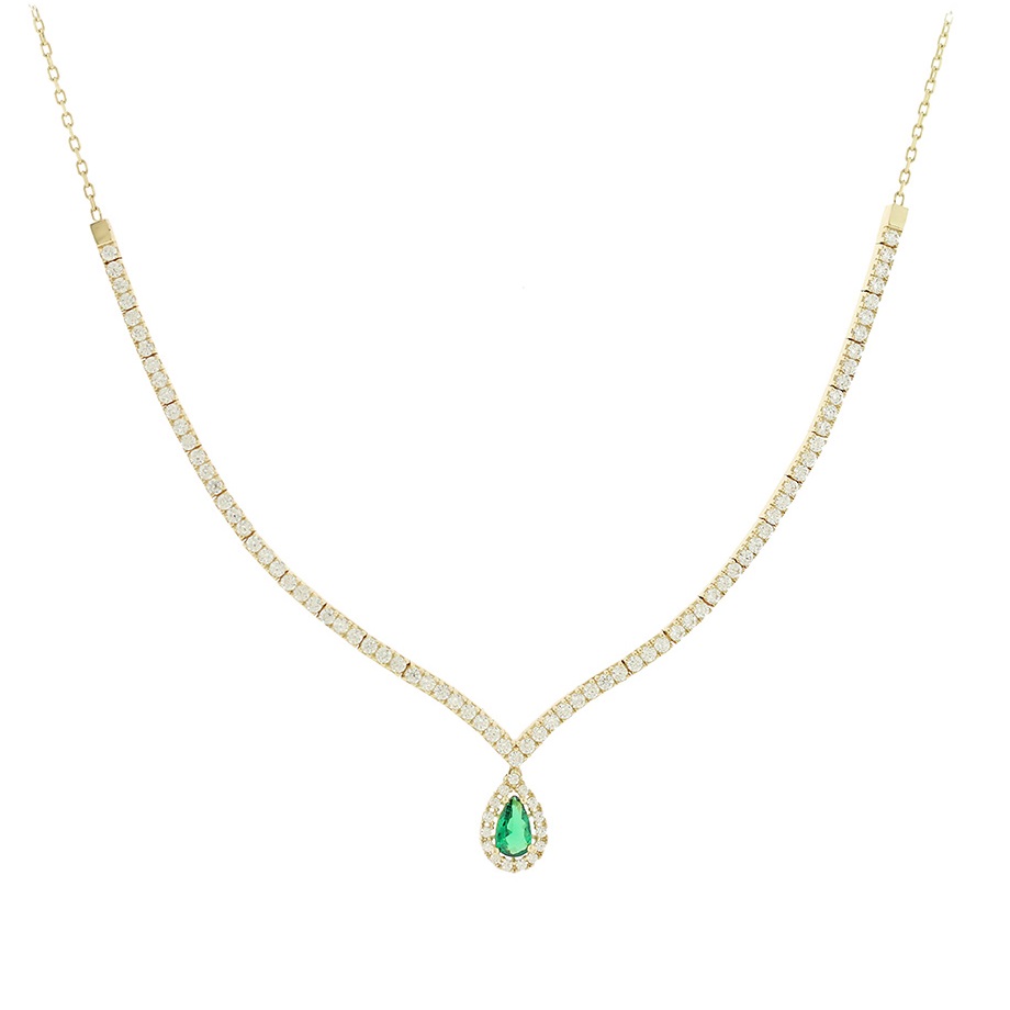NECKLACE SENZIO Collection K14 Yellow Gold with Zircon Stones 5FAV.8848C