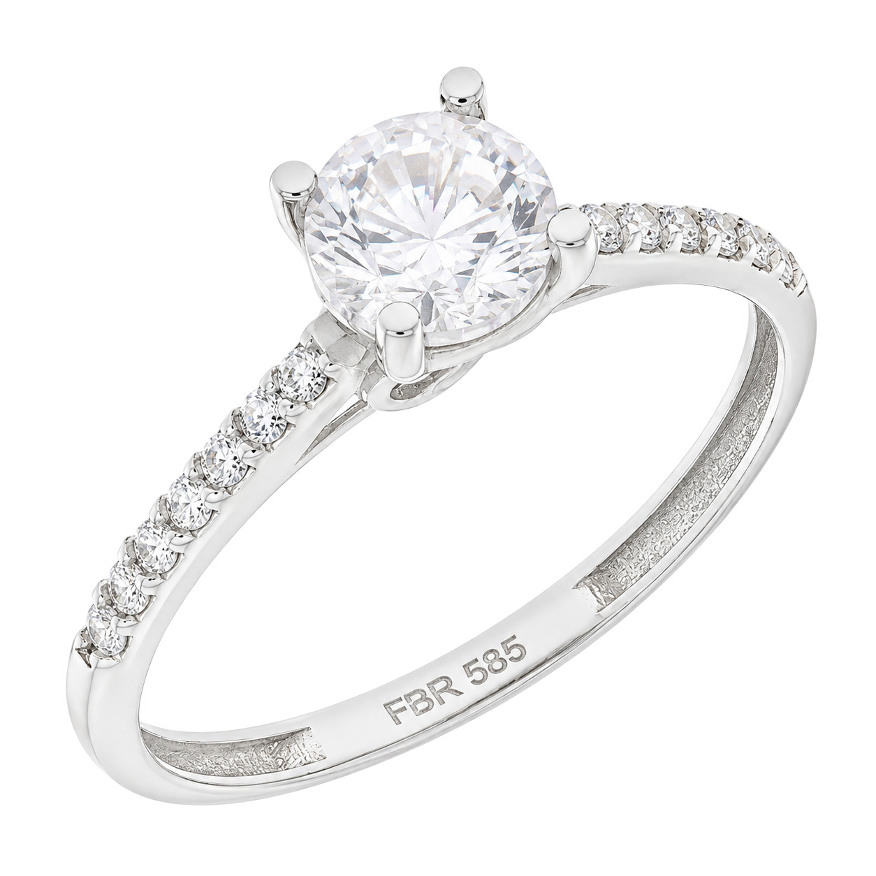 RING Solitaire SENZIO Collection K14 White Gold with Zircon Stones 5FM.4739BR - 