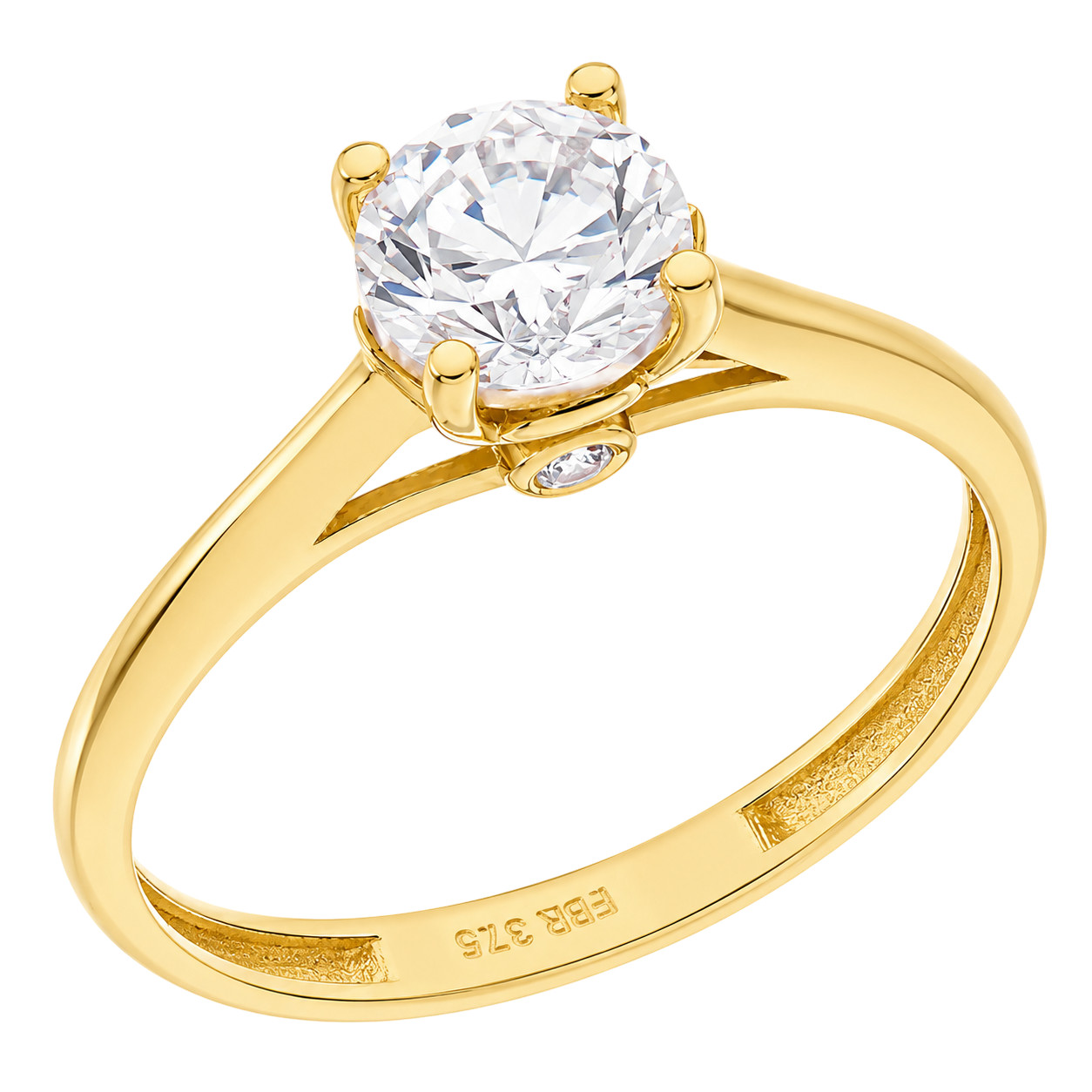 RING Solitaire SENZIO Collection K14 Yellow Gold with Zircon Stones 5FM.4752R - 
