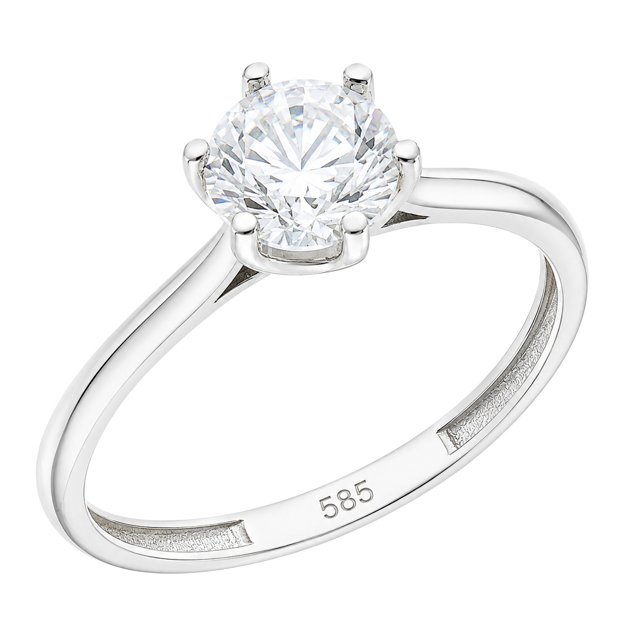 RING Solitaire SENZIO Collection K14 White Gold with Zircon Stones 5FM.4764BR - 