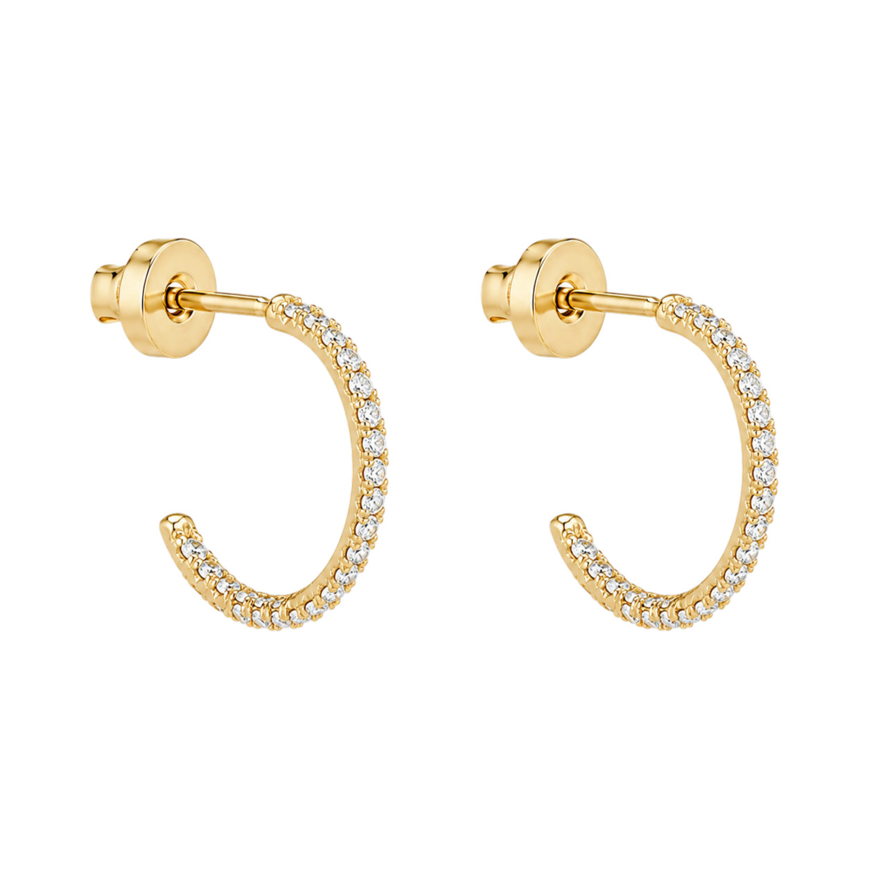 EARRINGS Hoops PRINCE Yellow Gold K9 with Zircon Stones 5G8E186-3 - 