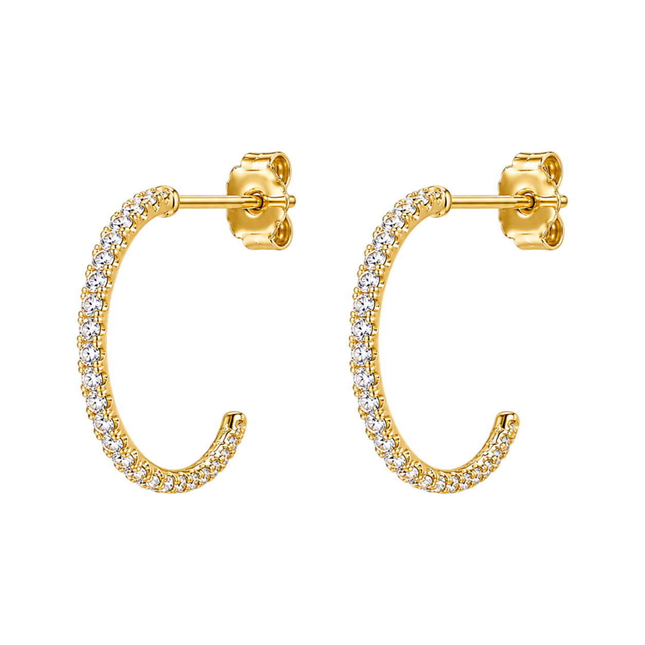 EARRINGS Hoops PRINCE Yellow Gold K9 with Zircon Stones 5G8E187-3 - 