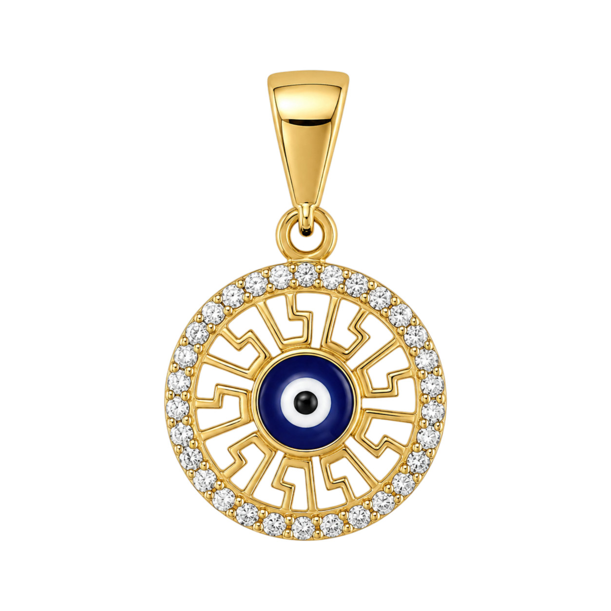 PENDANT Eye Charm PRINCE Yellow Gold K9 with Zircon Stones 5G8P239-3M - 