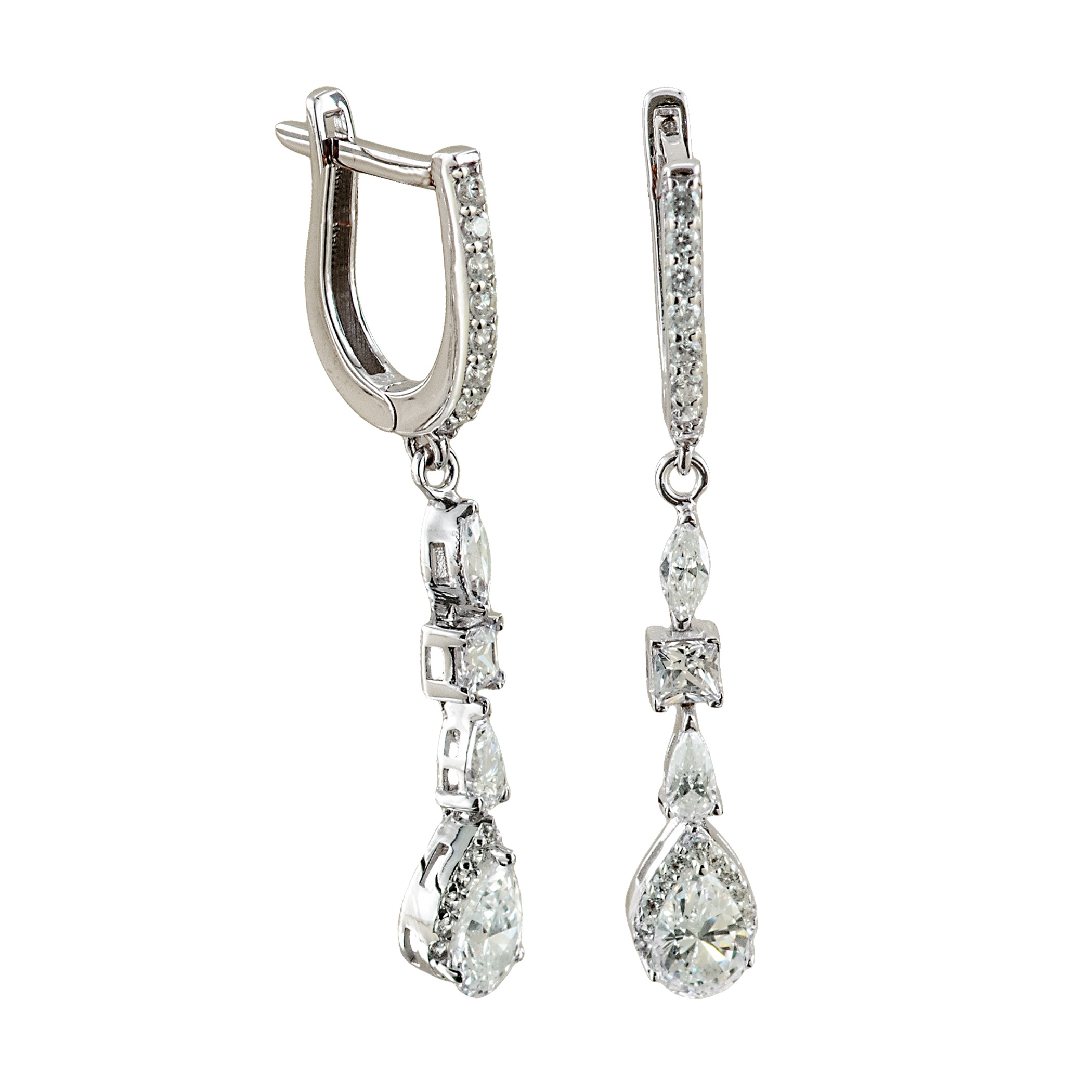 ΣΚΟΥΛΑΡΙΚΙΑ Κρεμαστά Ροζέτες SENZIO Collection Λευκό Χρυσό Κ14 με Πέτρες Ζιργκόν 5LAV.20091BOR - 