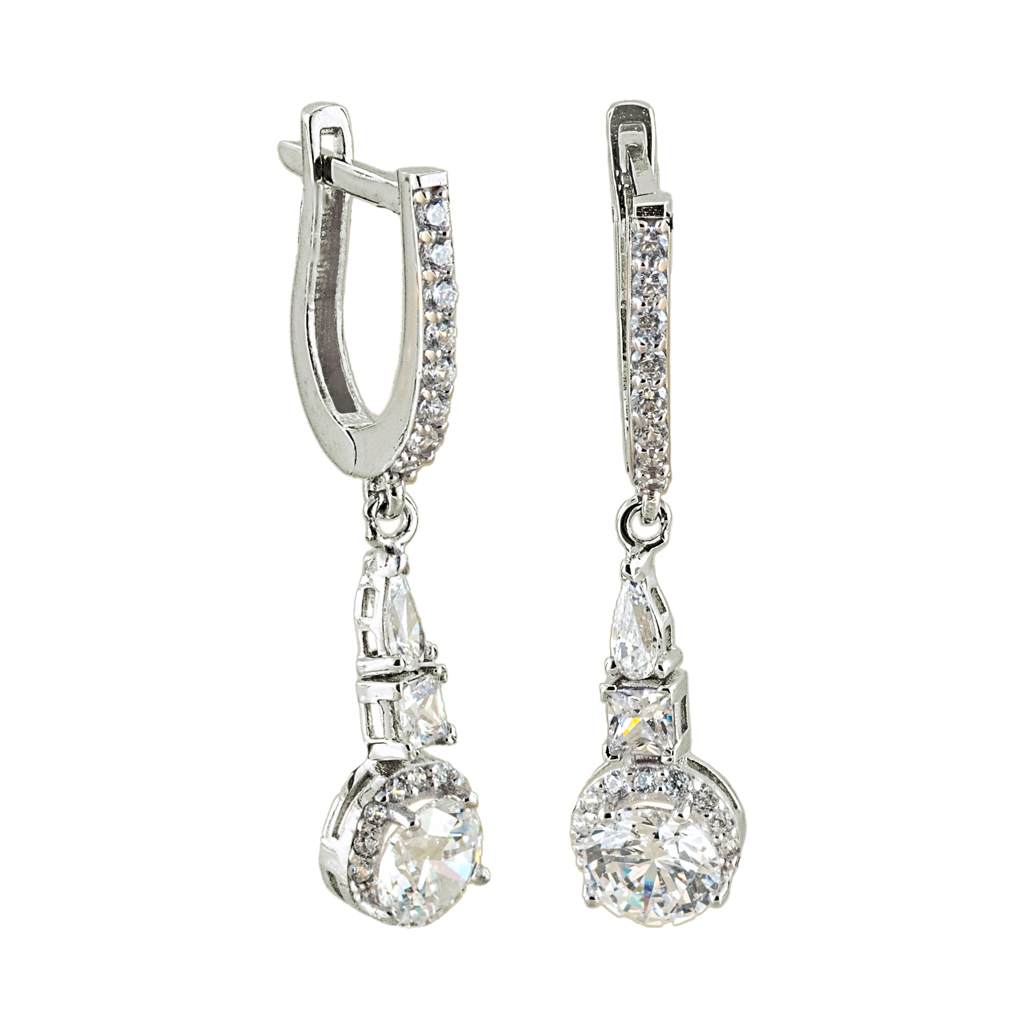 ΣΚΟΥΛΑΡΙΚΙΑ Κρεμαστά Ροζέτες SENZIO Collection Λευκό Χρυσό Κ14 με Πέτρες Ζιργκόν 5LAV.295BOR - 