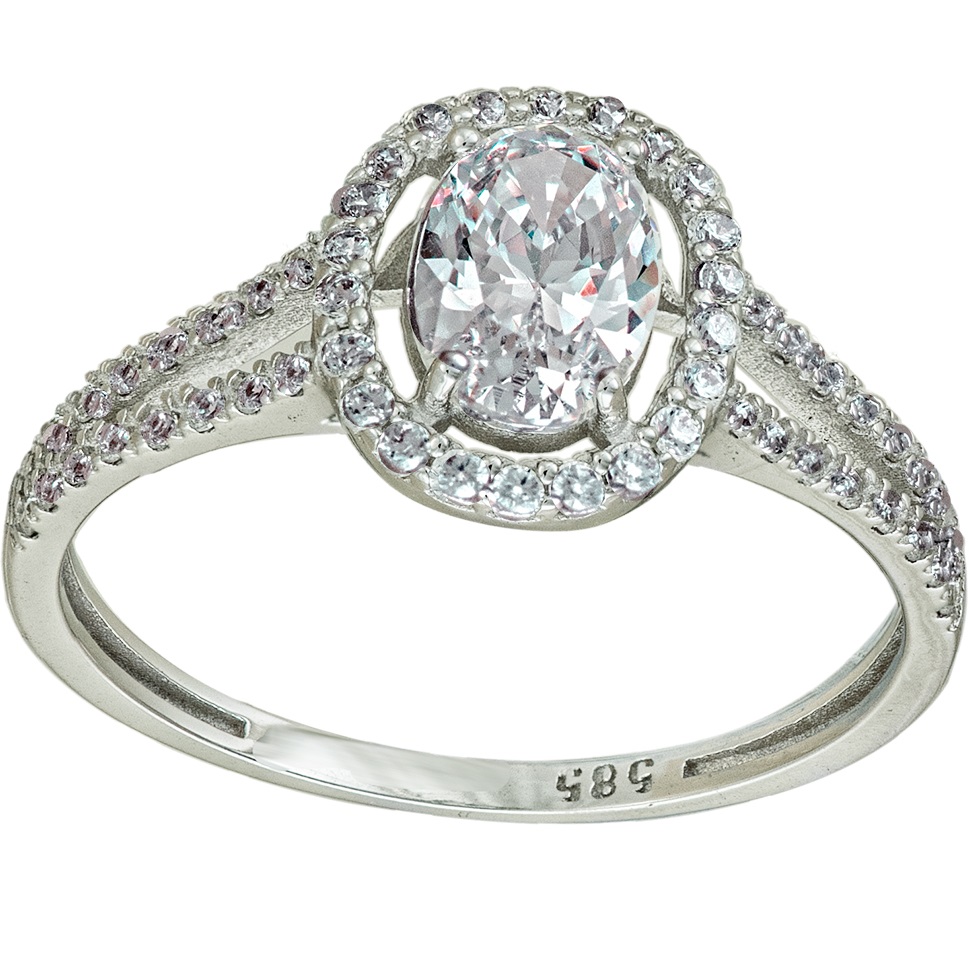 ΔΑΧΤΥΛΙΔΙ Ροζέτα SENZIO Collection Λευκό Χρυσό Κ14 με Πέτρες Ζιργκόν 5LAV.CS109BR - 