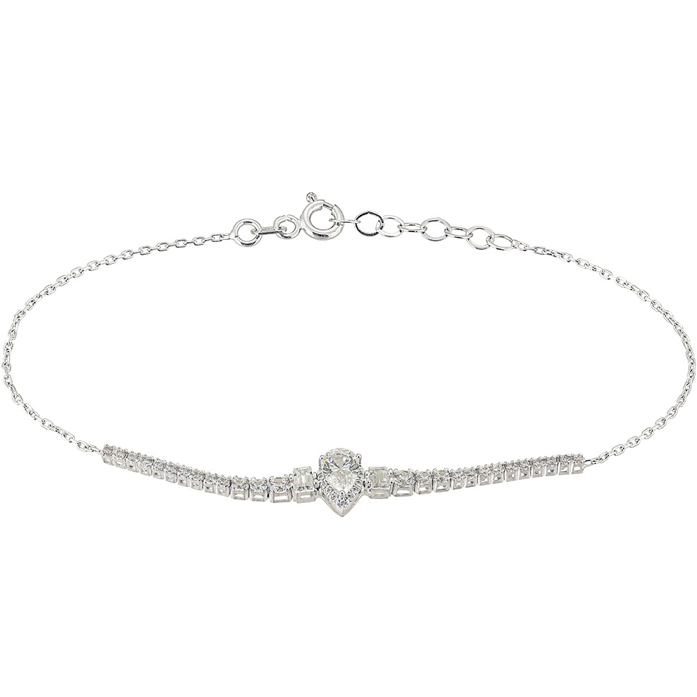 ΒΡΑΧΙΟΛΙ SENZIO Collection Κ14 Λευκό Χρυσό με Πέτρες Ζιργκόν 5LAV.CS115BB - 