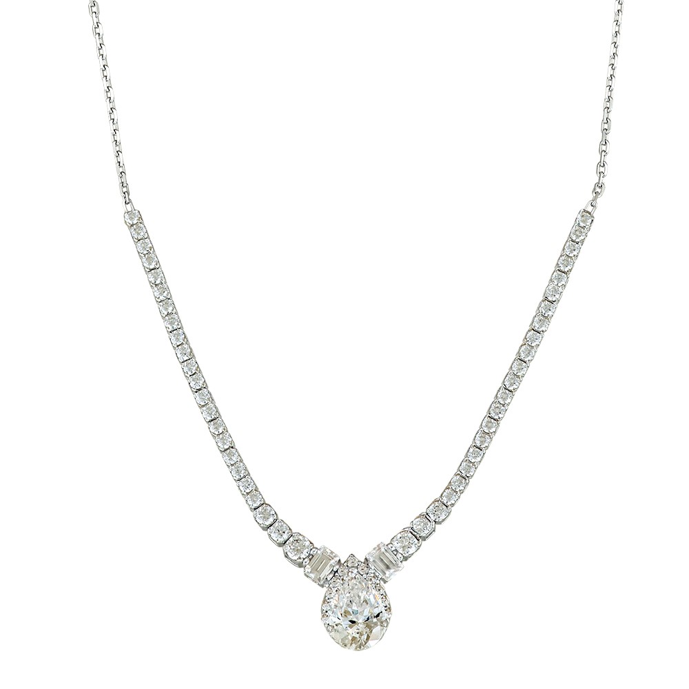 ΚΟΛΙΕ SENZIO Collection Λευκό Χρυσό 14K με Πέτρες Ζιργκόν 5LAV.CS115BC - 