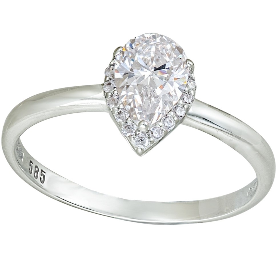 ΔΑΧΤΥΛΙΔΙ Ροζέτα SENZIO Collection Λευκό Χρυσό Κ14 με Πέτρες Ζιργκόν 5LAV.CS115BR - 