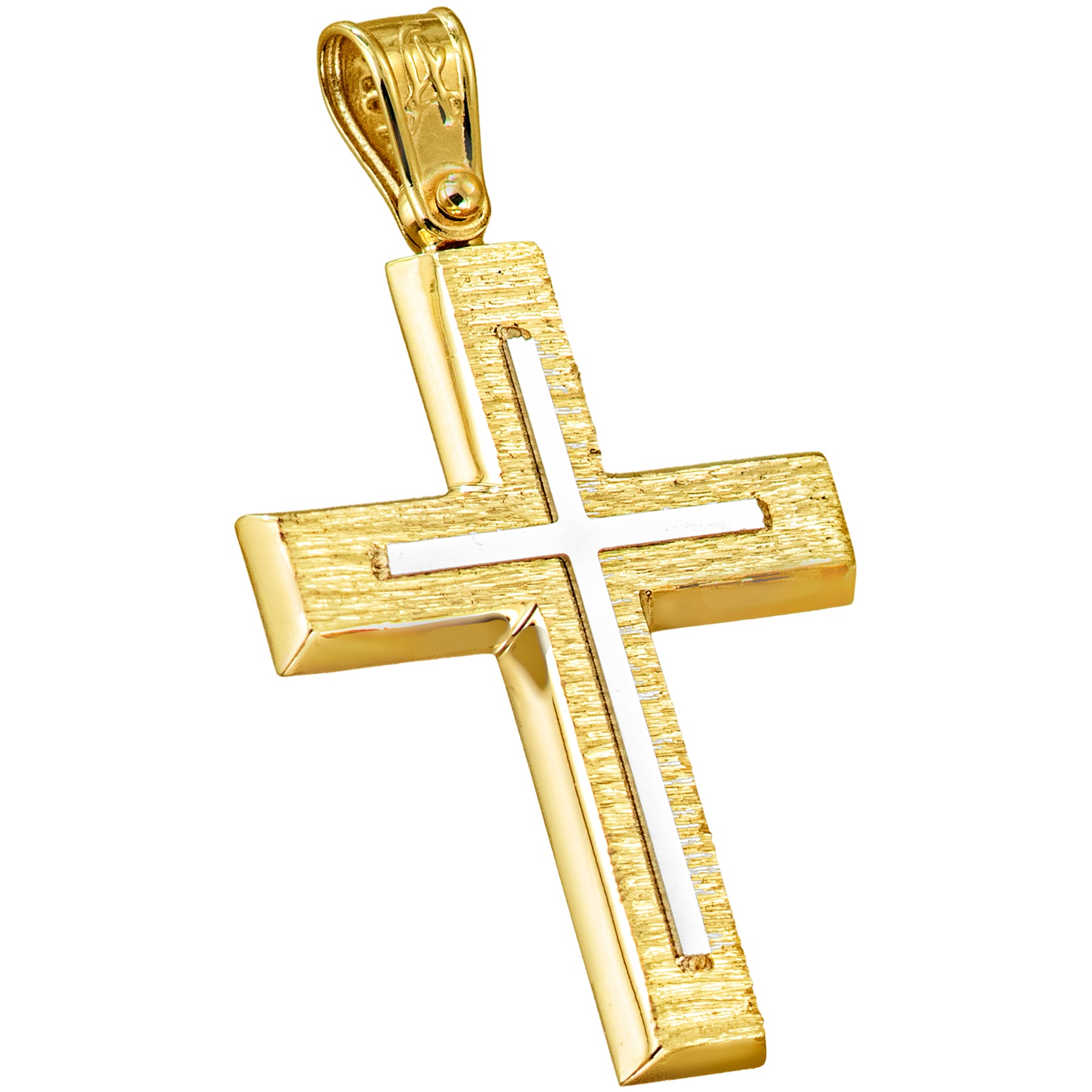 ΣΤΑΥΡΟΣ Ανδρικός SENZIO Collection από Κ14 Κίτρινο & Λευκό Χρυσό 5LAV.ST0010 - 