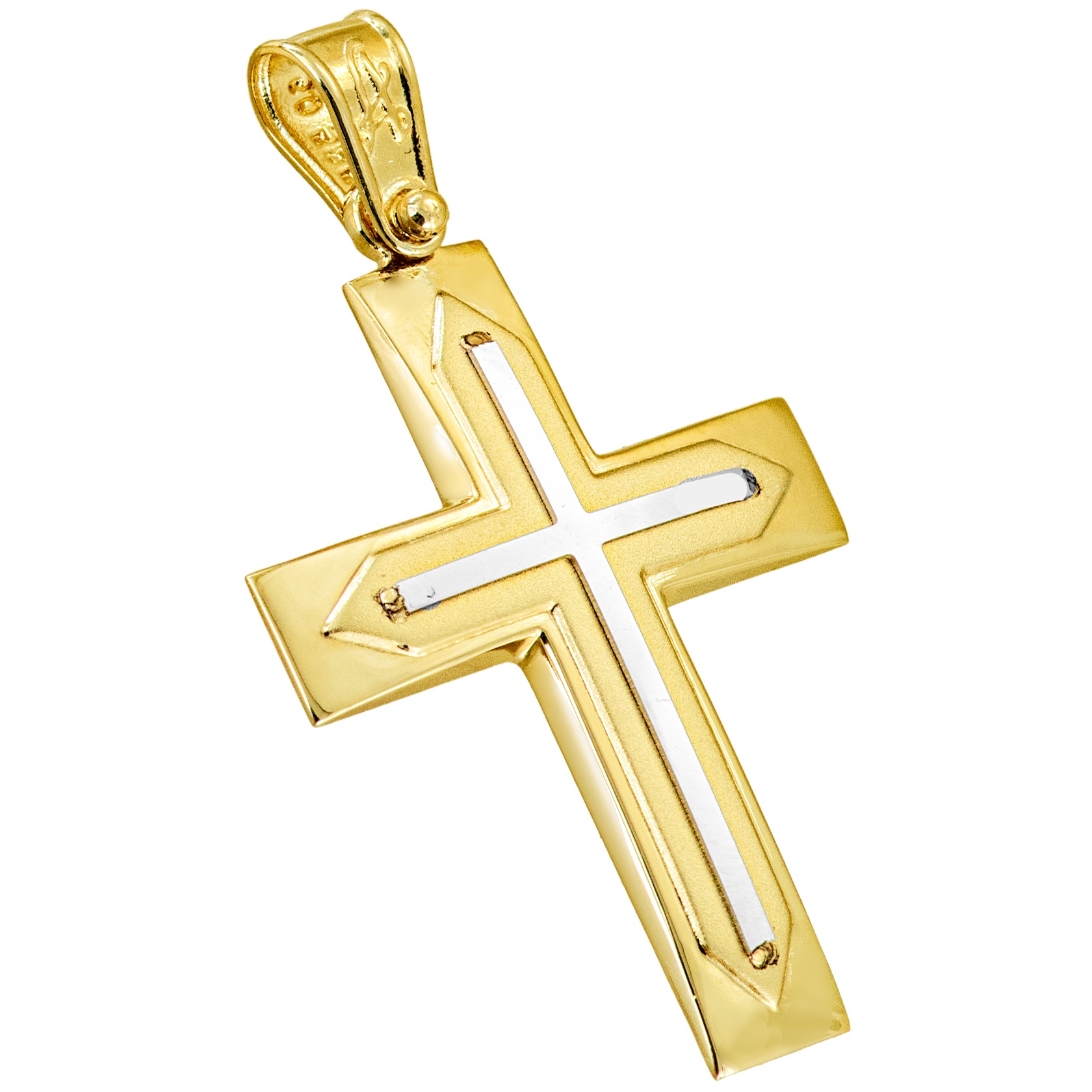 ΣΤΑΥΡΟΣ Ανδρικός SENZIO Collection από Κ14 Κίτρινο & Λευκό Χρυσό 5LAV.ST0012 - 