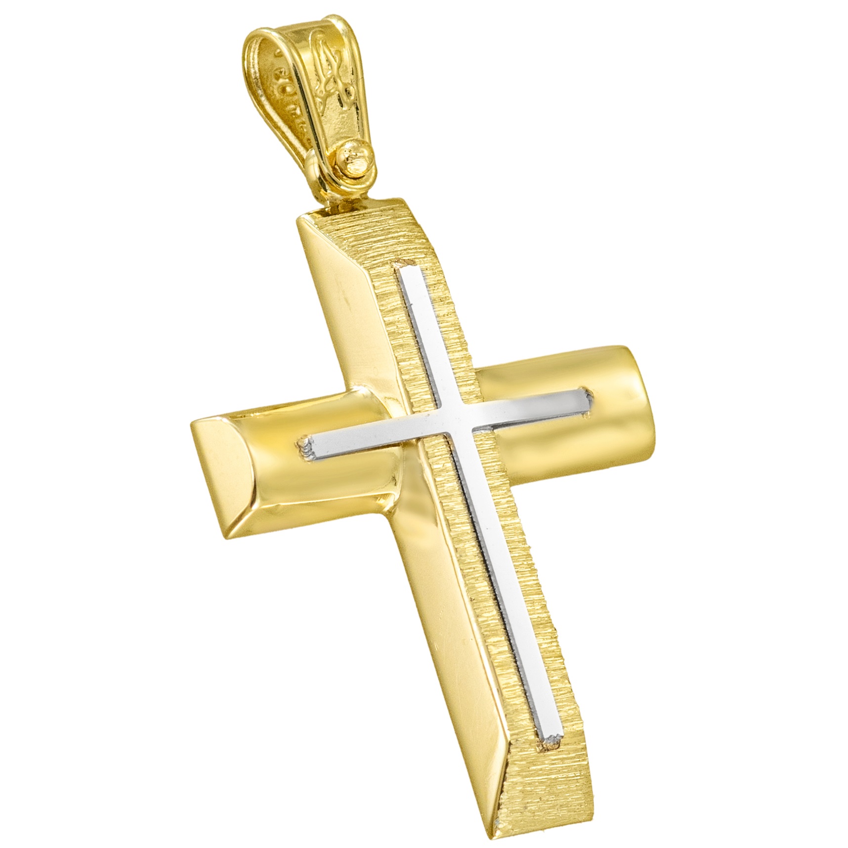 ΣΤΑΥΡΟΣ Ανδρικός SENZIO Collection από Κ14 Κίτρινο & Λευκό Χρυσό 5LAV.ST0013 - 