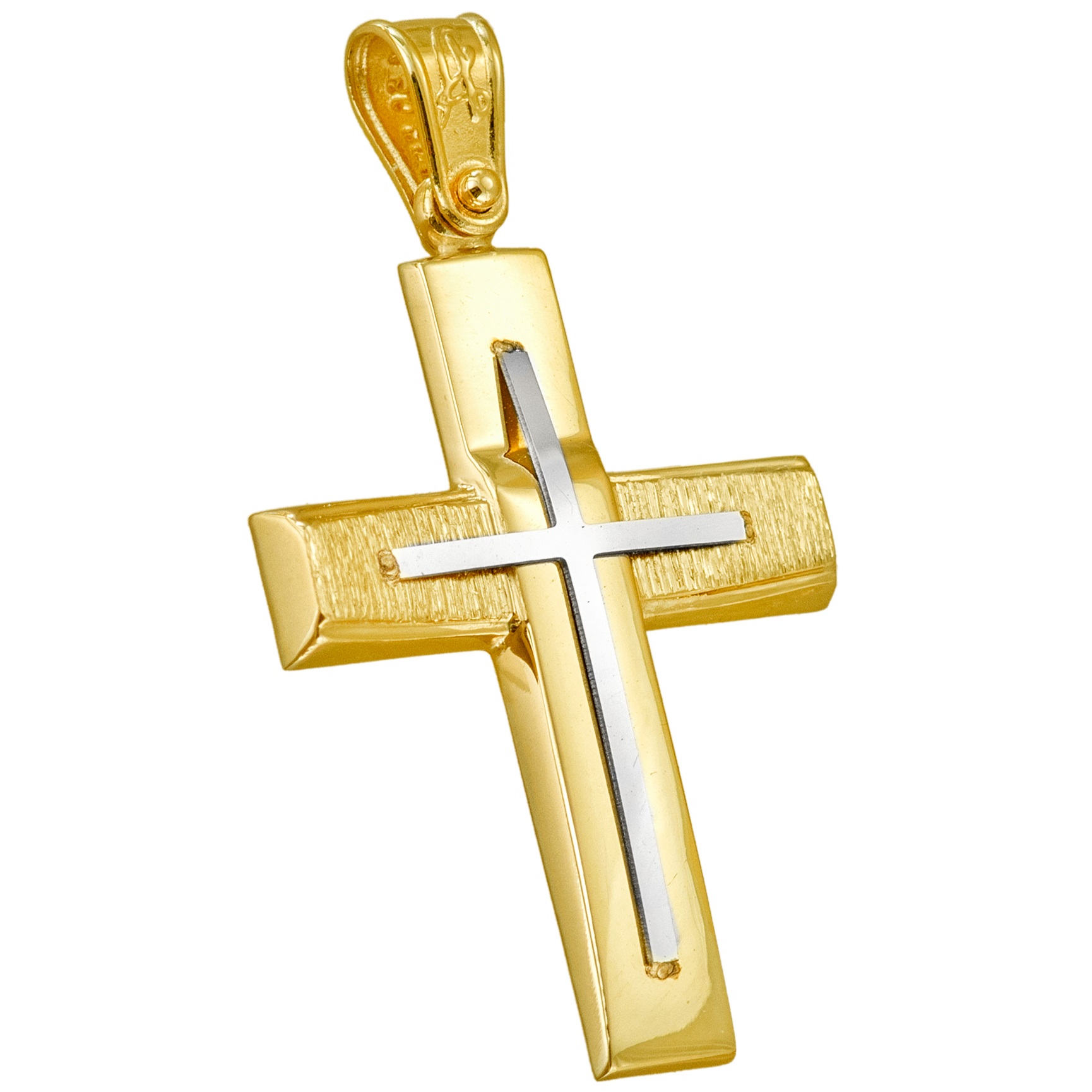 ΣΤΑΥΡΟΣ Ανδρικός SENZIO Collection από Κ14 Κίτρινο & Λευκό Χρυσό 5LAV.ST0014 - 