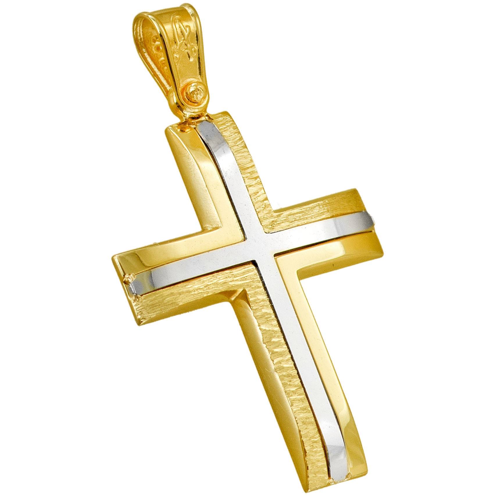 ΣΤΑΥΡΟΣ Ανδρικός SENZIO Collection από Κ14 Κίτρινο & Λευκό Χρυσό 5LAV.ST0015 - 