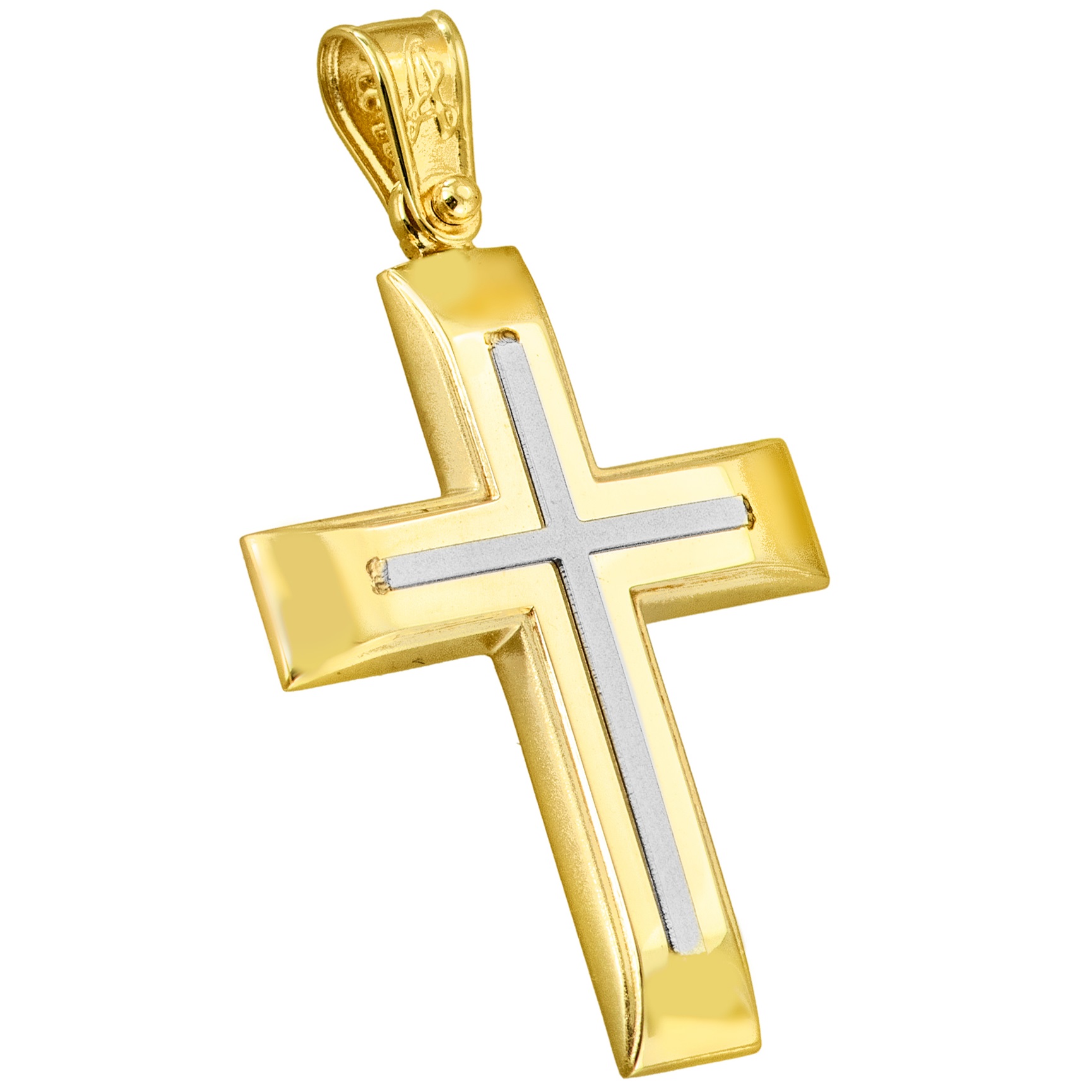 ΣΤΑΥΡΟΣ Ανδρικός SENZIO Collection από Κ14 Κίτρινο & Λευκό Χρυσό 5LAV.ST0016 - 