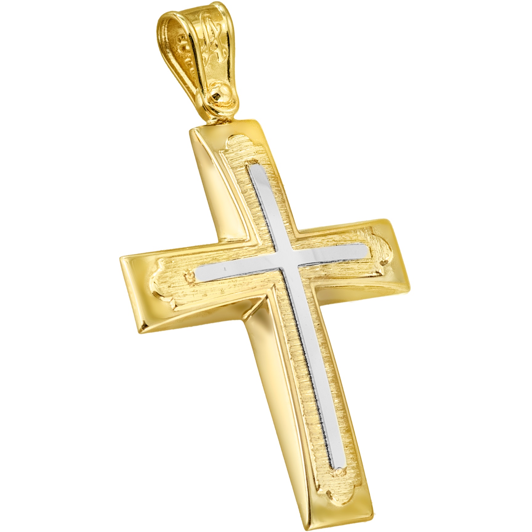 ΣΤΑΥΡΟΣ Ανδρικός SENZIO Collection από Κ14 Κίτρινο & Λευκό Χρυσό 5LAV.ST008 - 