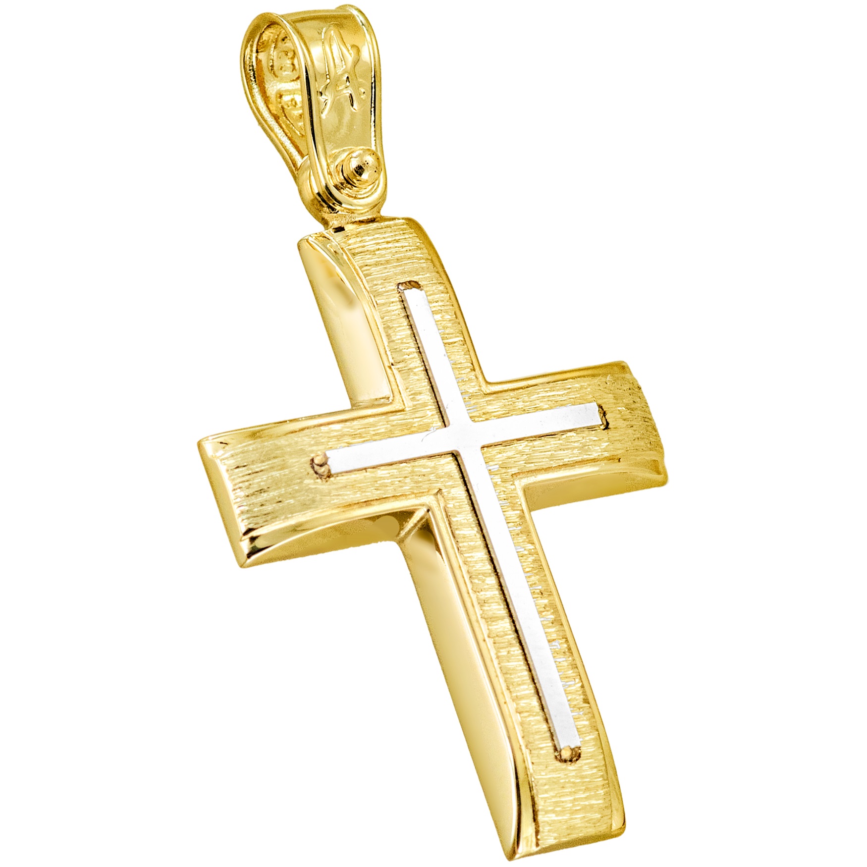 ΣΤΑΥΡΟΣ Ανδρικός SENZIO Collection από Κ14 Κίτρινο & Λευκό Χρυσό 5LAV.ST0011 - 