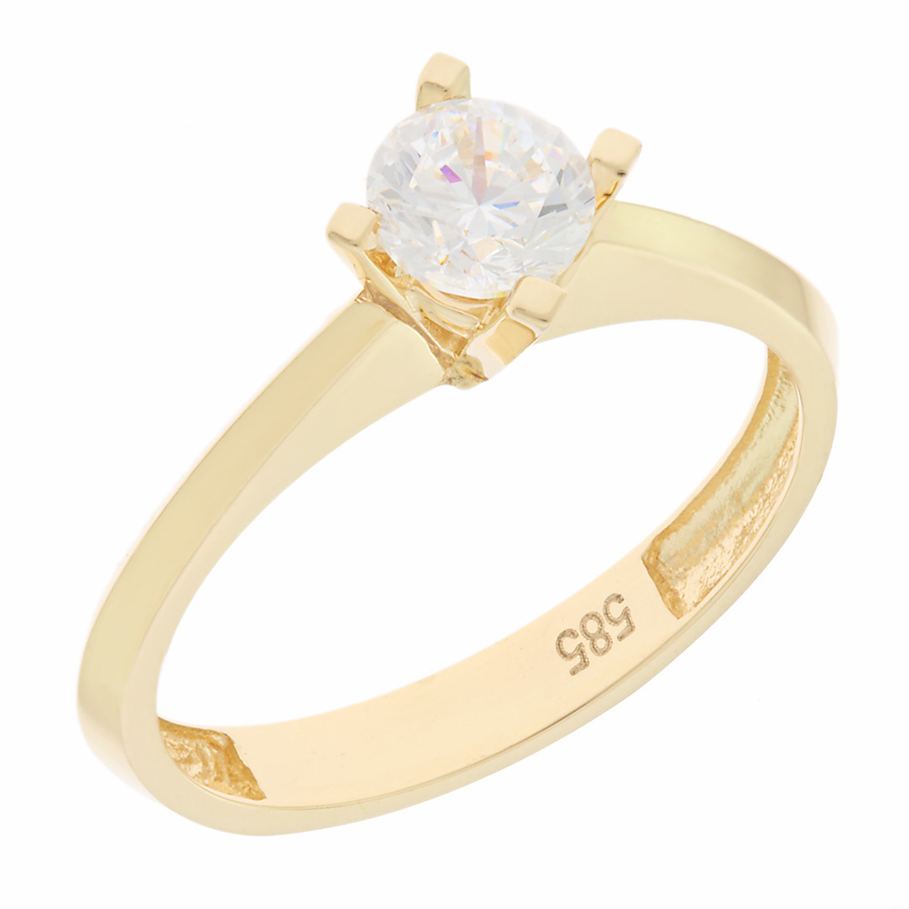 RING Solittaire K14 Yellow Gold with Zircon Stones 5NI.1480R