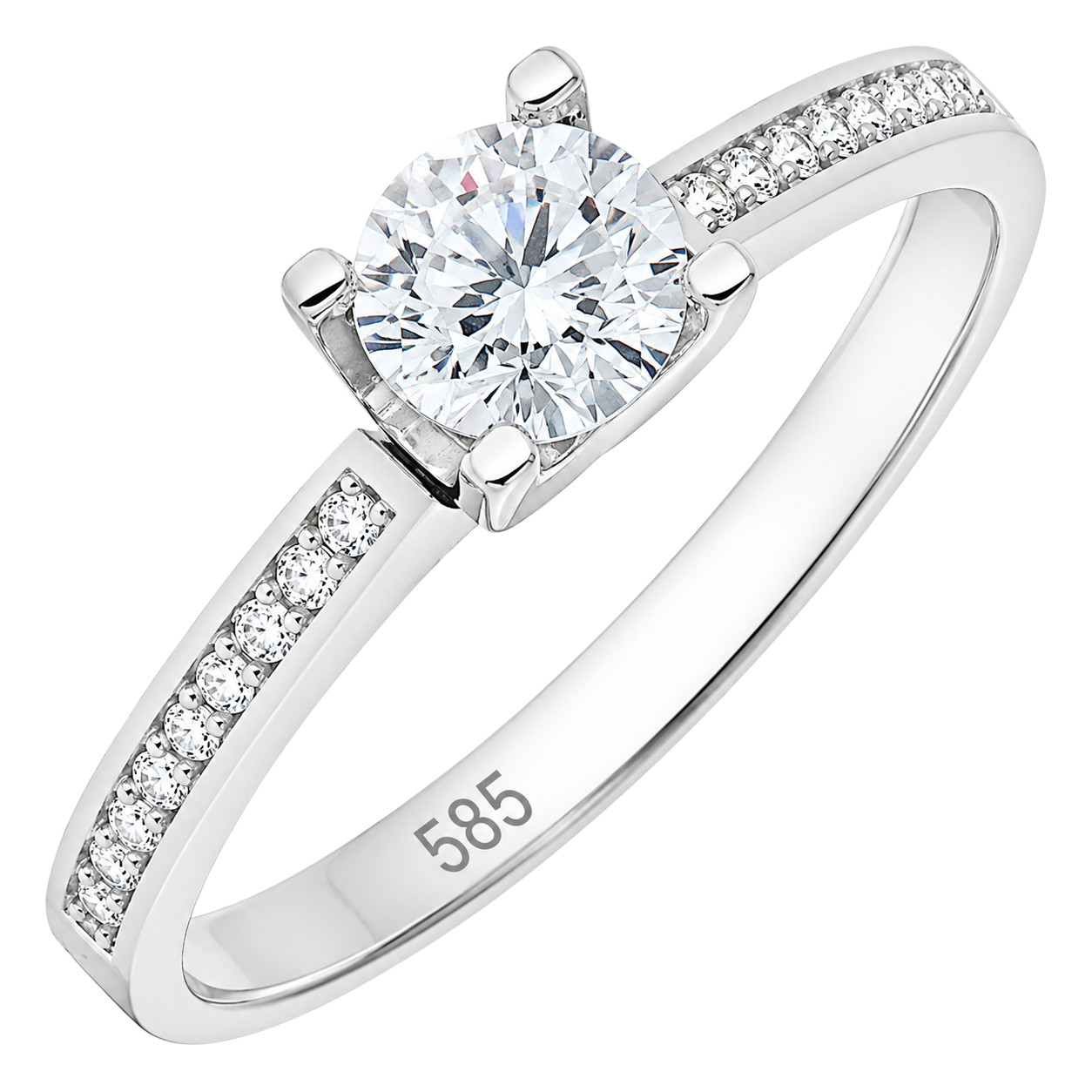RING Solitaire SENZIO Collection K14 White Gold with Zircon Stones 5NI.150BR - 