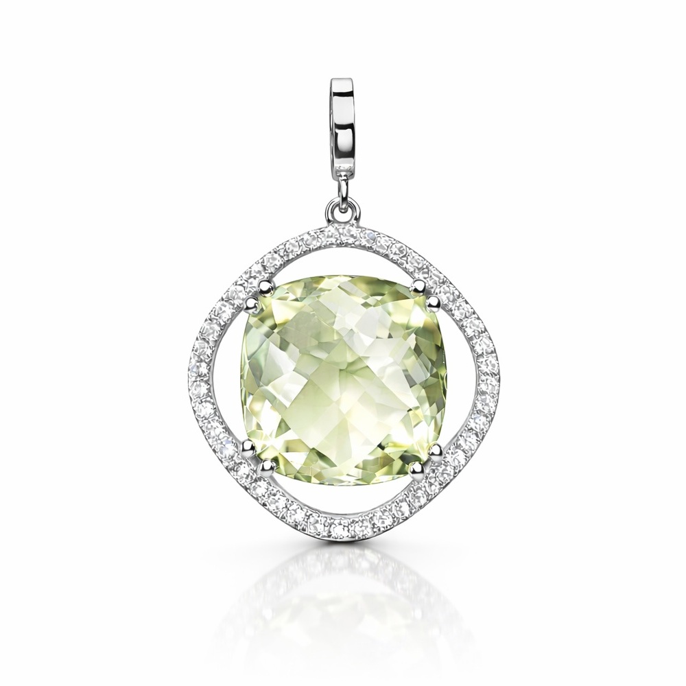 ΜΕΝΤΑΓΙΟΝ Πετράτο SENZIO Collection Λευκό Χρυσό K14 με Πράσινο Αμέθυστο και Πέτρες Ζιργκόν 5SEN.001PW - 