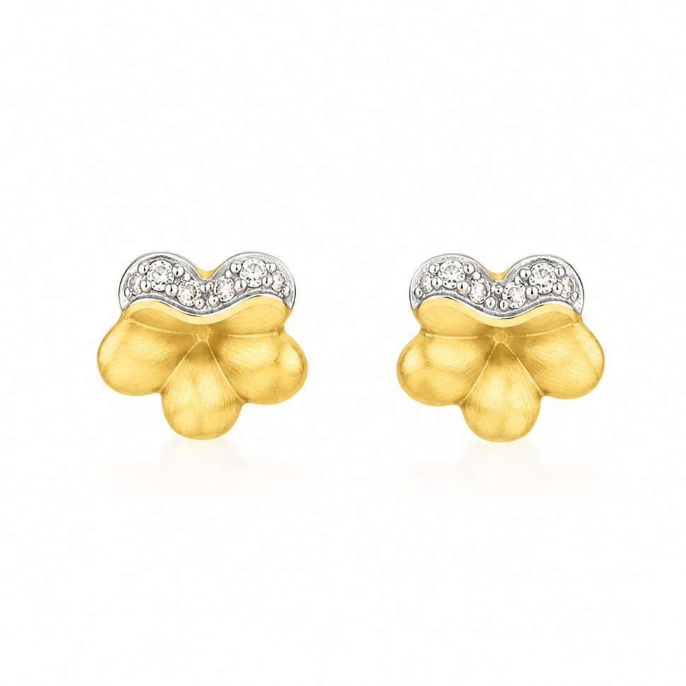 EARRINGS Flower SENZIO Collection White and Yellow Gold K14 5VAL.001E - 