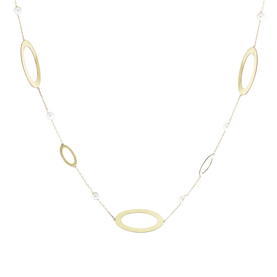 ΚΟΛΙΕ SENZIO Collection σε Κ14 Κίτρινο Χρυσό με Μαργαριτάρια 5BL.7228C - 