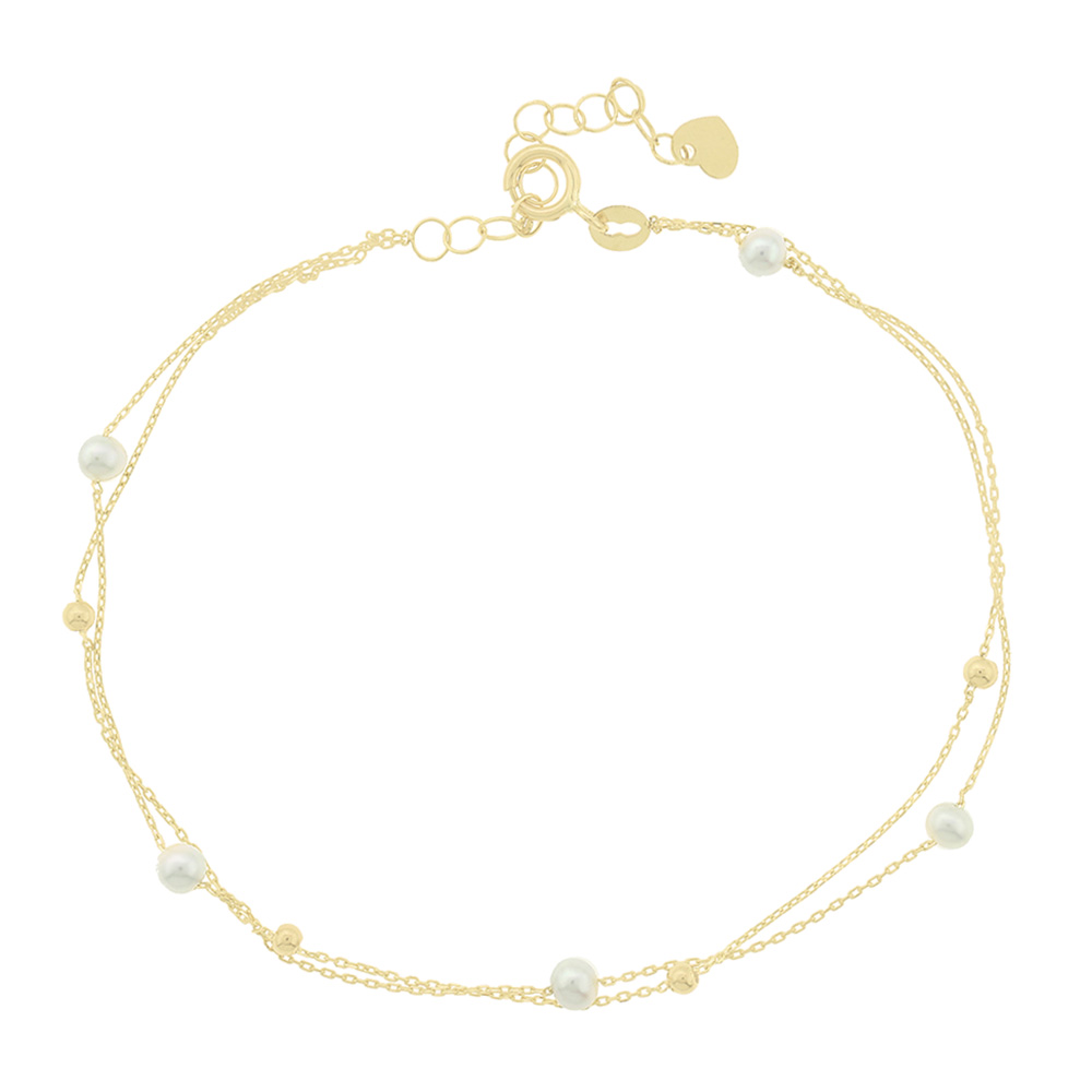 ΒΡΑΧΙΟΛΙ Γυναικείο SENZIO Collection K14 Κίτρινο Χρυσό με Μαργαριτάρια 5BL.7275B - 