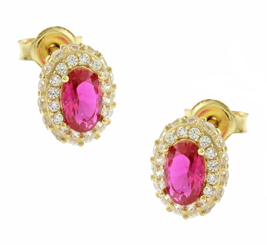 EARRINGS Rosette Yellow Gold 14K with Zircon Stones 5BL.3051OR - 