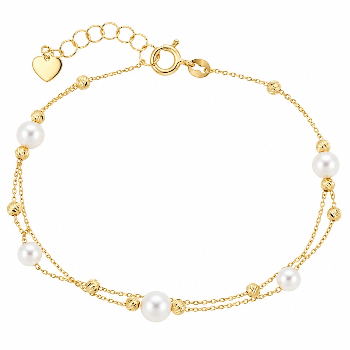 BRACELET Beaded SENZIO Collection in K14 Yellow Gold with Pearls 5BL.7542B - 