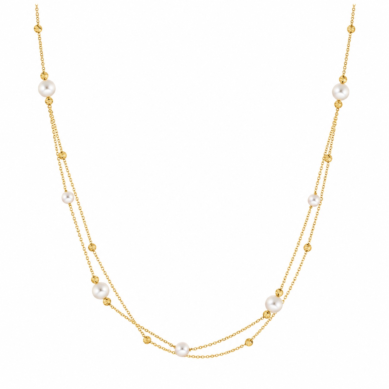 NECKLACE Beaded SENZIO Collection in Yellow Gold K14 with Pearls 5BL.7542C - 