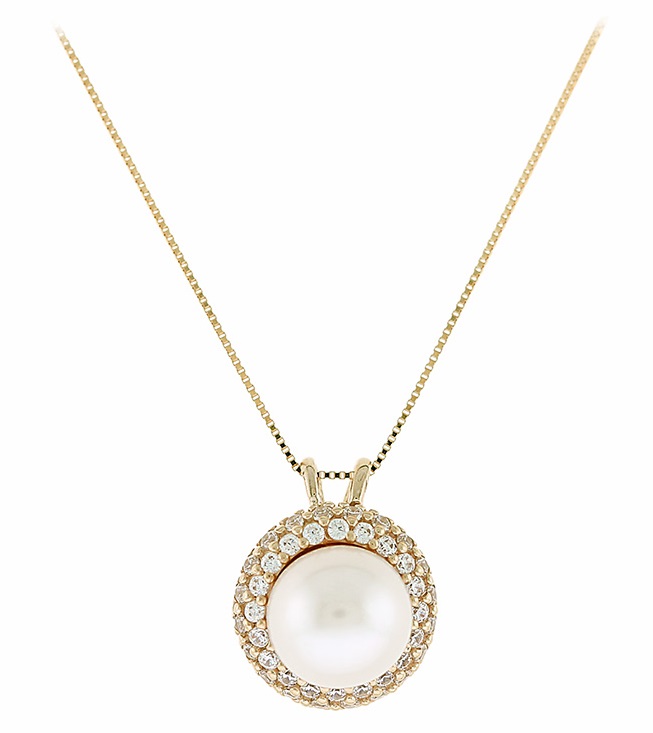 ΚΟΛΙΕ Ροζέτα Ροζ Χρυσό Κ14 με Μαργαριτάρι και Πέτρες Ζιργκόν 5BL.8301RC