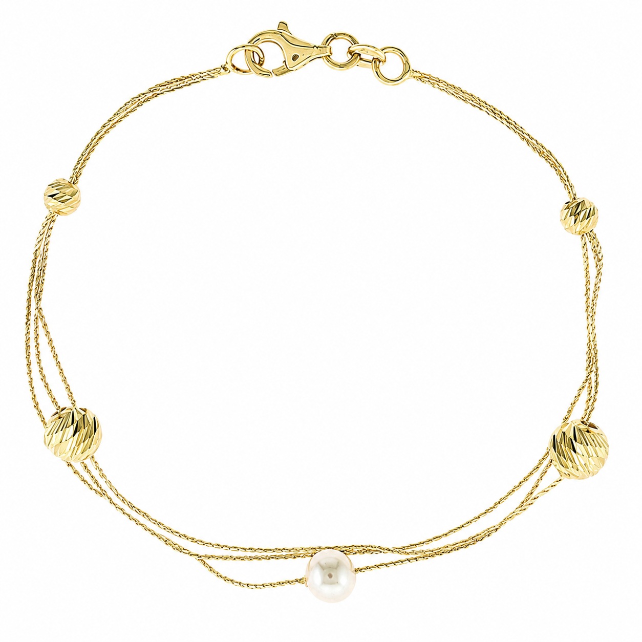 BRACELET Beaded SENZIO Collection in K14 Yellow Gold with Pearl 5CG.2204B - 