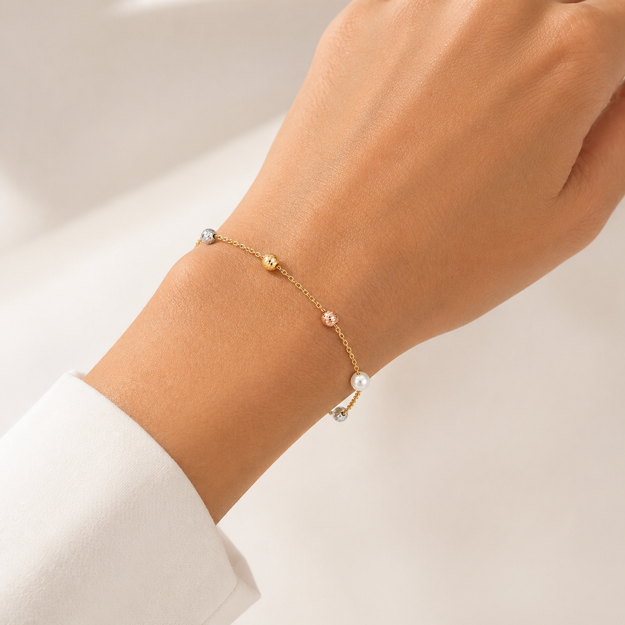 BRACELET SENZIO Collection Yellow Gold K14 with Pearls 5CG.2782B - 