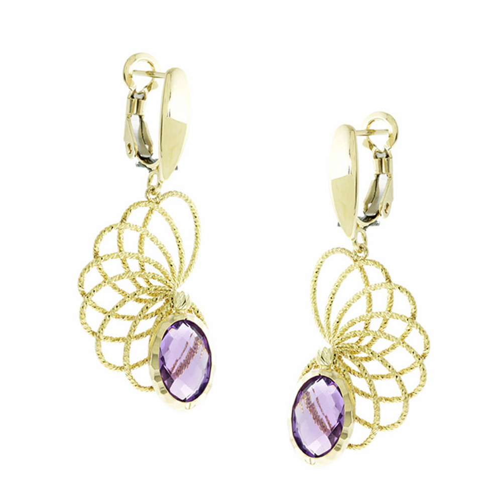 ΣΚΟΥΛΑΡΙΚΙΑ Κρεμαστά SENZIO Collection Κίτρινο Χρυσό K14 με Πέτρες Ζιργκόν 5DAN.7181OR - 