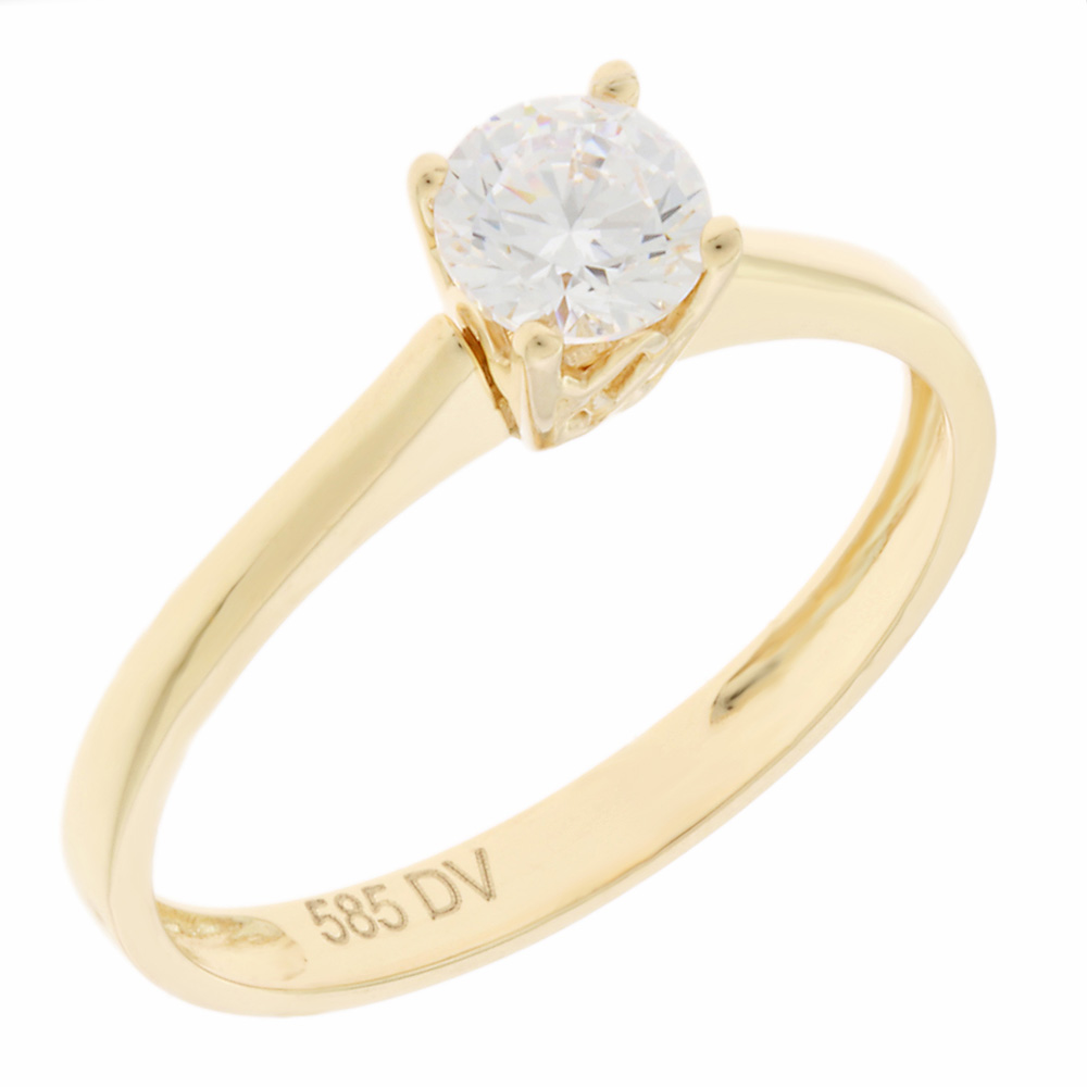 RING Single Stone SENZIO Yellow Gold K14 with Zircon Stones 5DIV.1135R