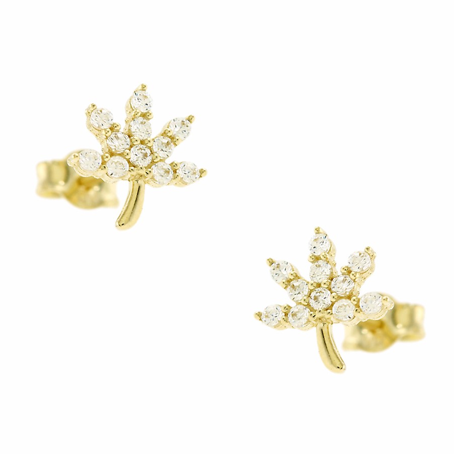 ΣΚΟΥΛΑΡΙΚΙΑ Λουλούδι Κ14 Κίτρινο Χρυσό με Πέτρες Ζιργκόν 5DIV.22047OR - 