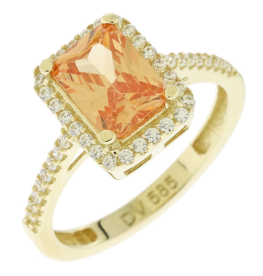 RING Rosette SENZIO Collection Yellow Gold K14 with Zircon Stones 5DIV.22414R