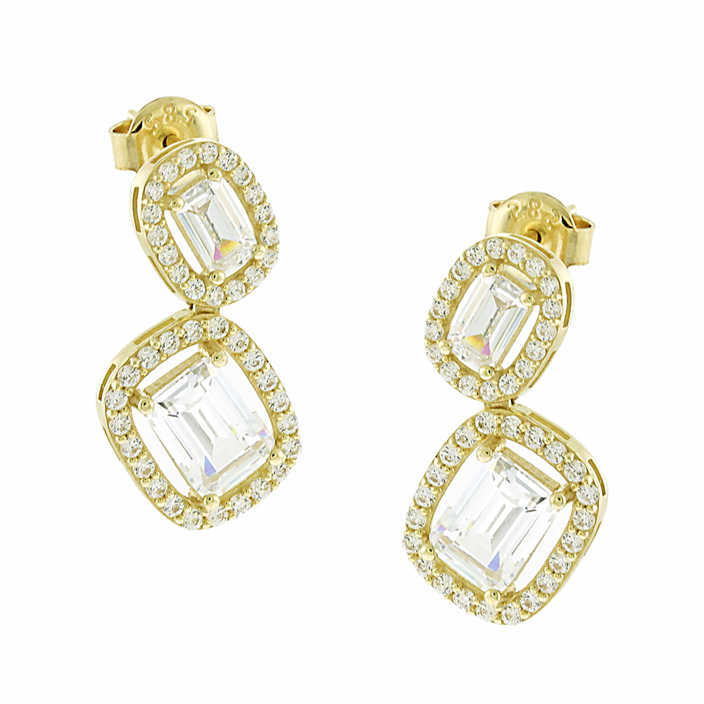 ΣΚΟΥΛΑΡΙΚΙΑ SENZIO Κίτρινο Χρυσό 14K με Πέτρες Ζιργκόν 5DIV.01.33091OR - 