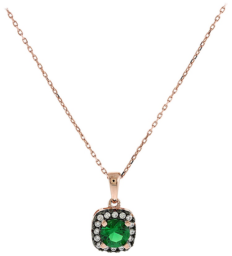 NECKLACE Rosette with Zircon in 14K Rose Gold 5DIV.1137RC