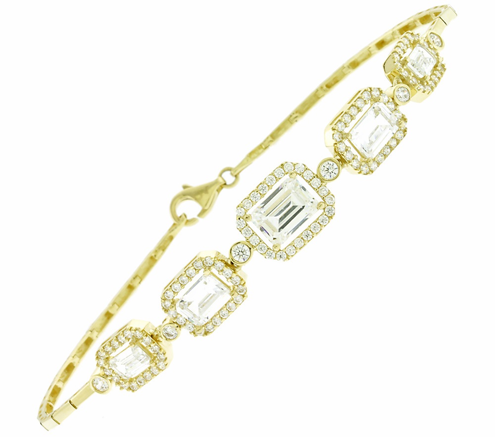 ΒΡΑΧΙΟΛΙ SENZIO Κίτρινο Χρυσό 14K με Πέτρες Ζιργκόν 5DIV.151614B - 