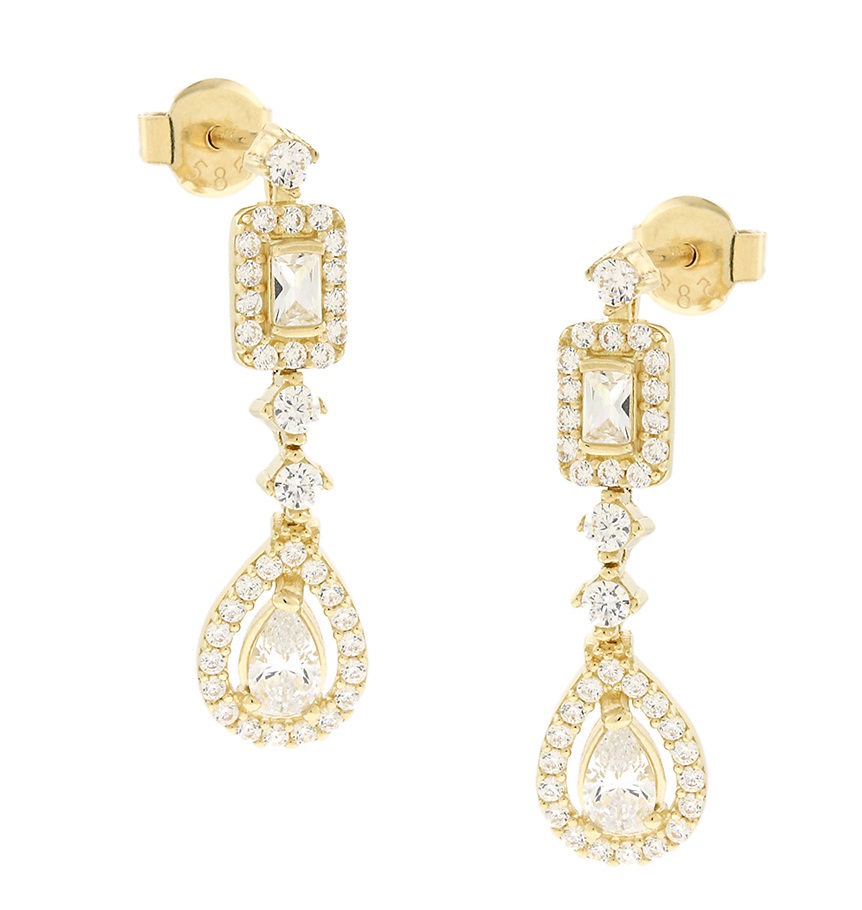 EARRINGS SENZIO Yellow Gold 14K with Zircon Stones 5DIV.248171OR
