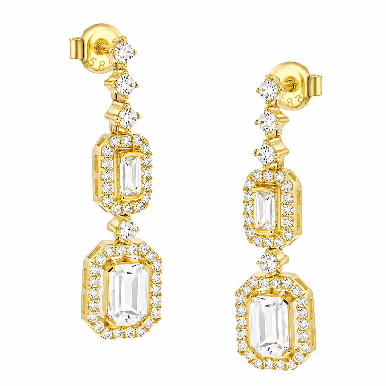 EARRINGS Dangle Rosettes SENZIO Collection in Yellow Gold 14K with Zircon Stones 5DIV.248339OR - 